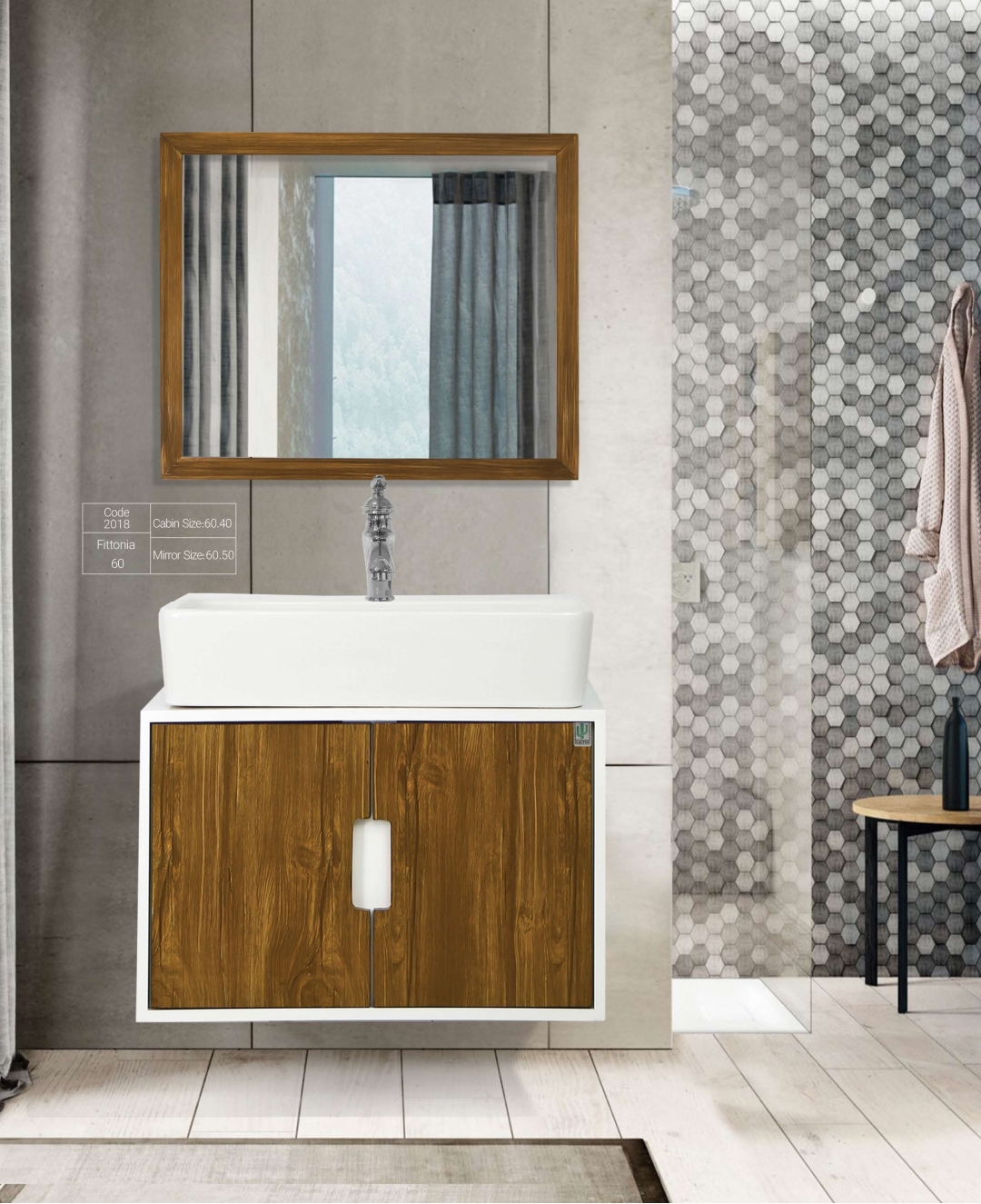 روشویی کابین فیتونیا 60 سری وود کاکتوس