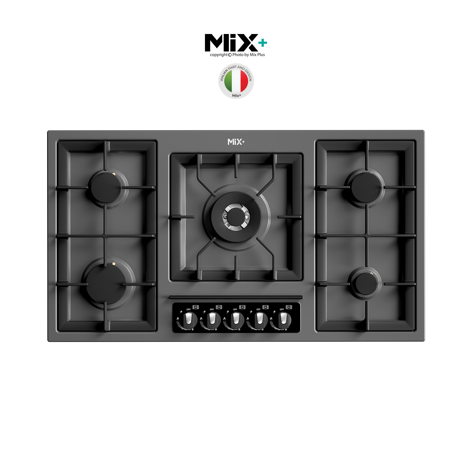 اجاق گاز 5 شعله لعاب ایتالیایی میکس پلاس کد E 518M - تصویر 4