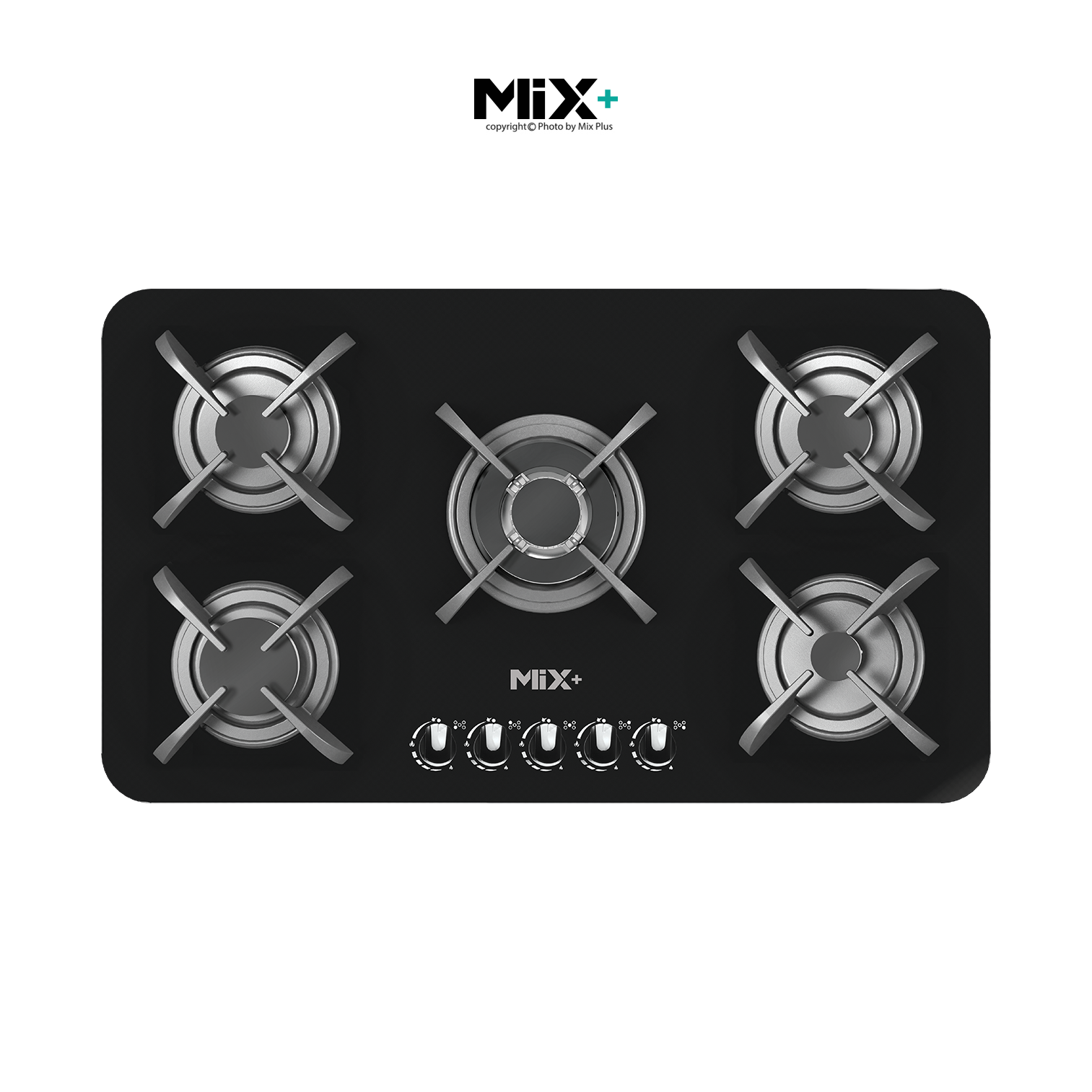 اجاق گاز 5 شعله شیشه مشکی ایرانی میکس پلاس کد IG 8507 - تصویر 3