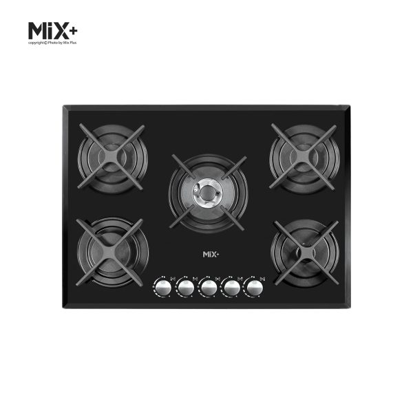 اجاق گار5 شعله ایتالیایی شیشه مشکی میکس پلاس کد 501G