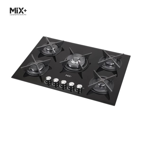 اجاق گار5 شعله ایتالیایی شیشه مشکی میکس پلاس کد 501G - تصویر 3