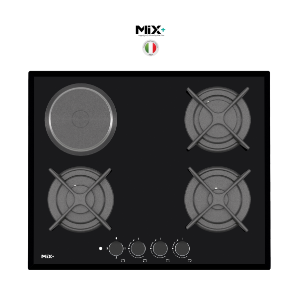 اجاق گاز 4 شعله شیشه مشکی میکس پلاس ایتالیایی کد G401H