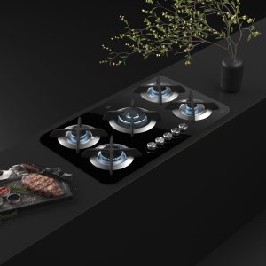 اجاق گاز 5 شعله شیشه ای ایتالیایی میکس پلاس کد APPLE M
